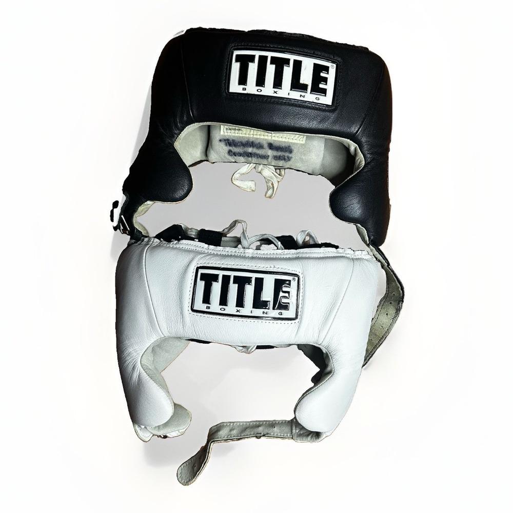 Lot of 2 Title Boxing Full Training Headgear 10oz Adult Medium Black/White MMA